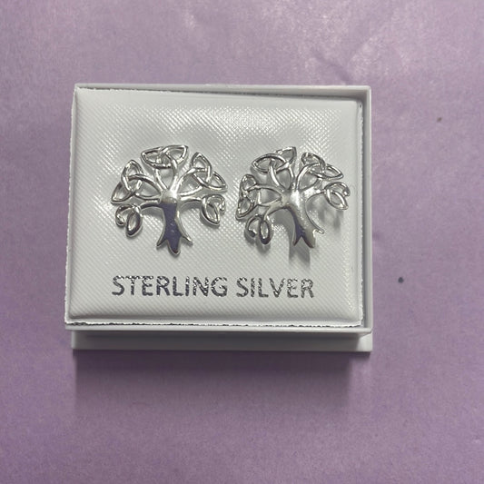 Silver tree shape earrings